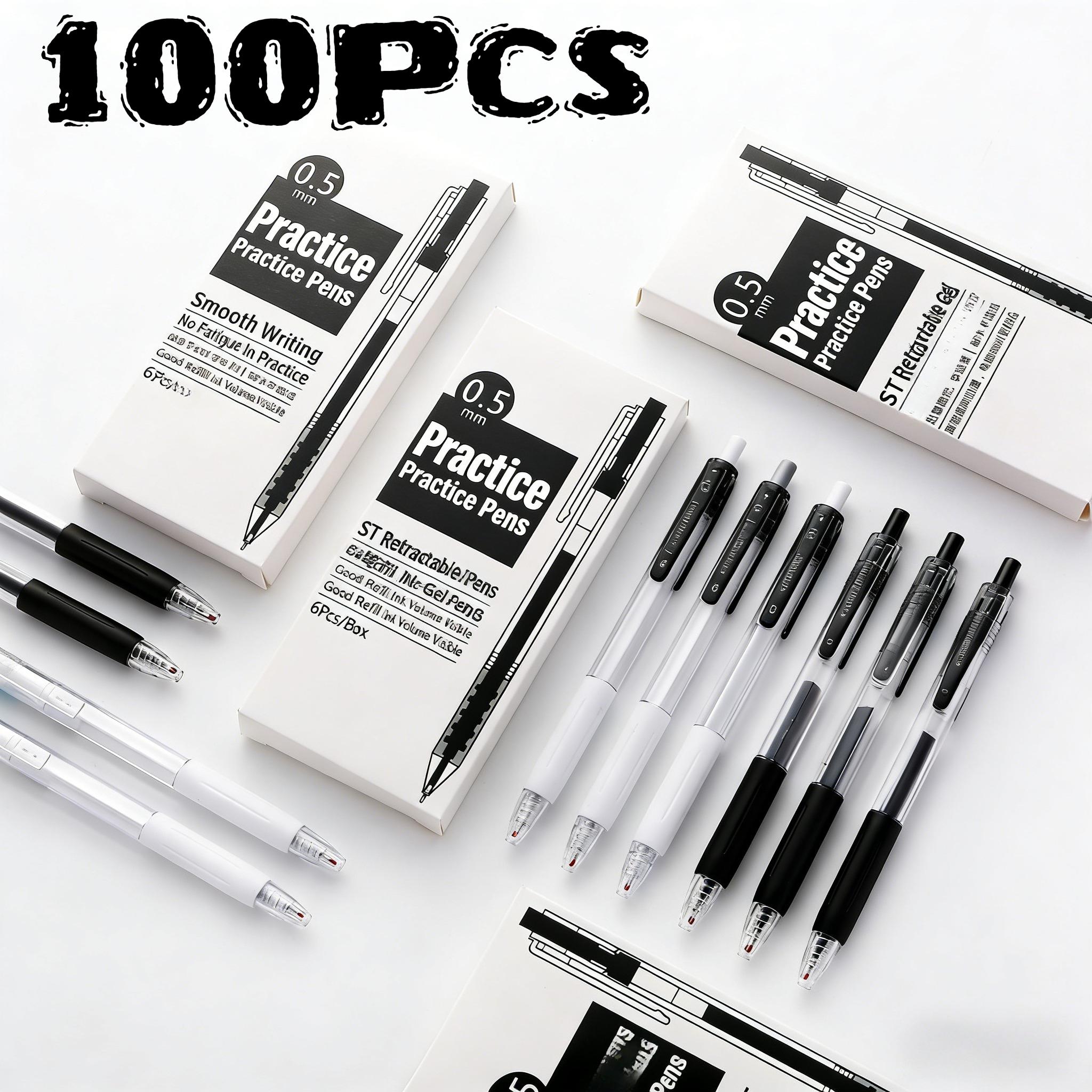 100 Pcs Brush The Question Pen St Head, Press The Neutral Pen, Student Test Ink Pen, Black White Office Stationery, Signature Pen Back To School Seaso Random style1P
