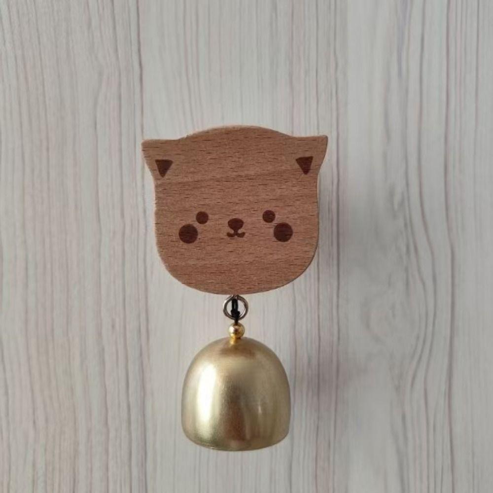 Delightful Sound Japanese Style Wooden Door Bell Cartoon Rabbit/Cat Shape Wind Chimes Self-Adhesive Hanging Bear Doorbell Home