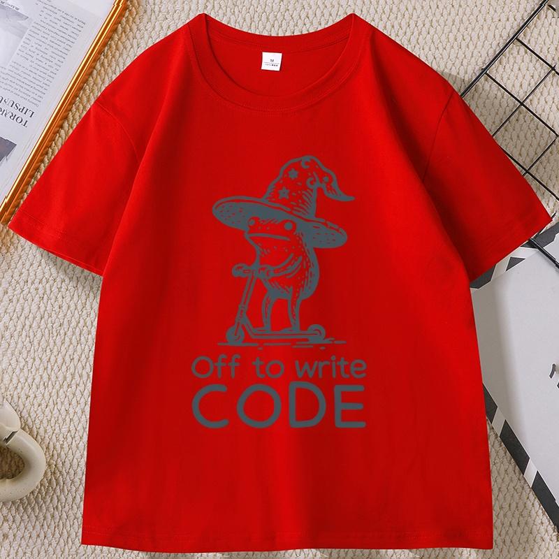 Funny Coder TShirt Unisex Women Frog Wizard Writing Code Tee Computer Science Major Gift Tshirt Humor Tee Shirt High Quality S