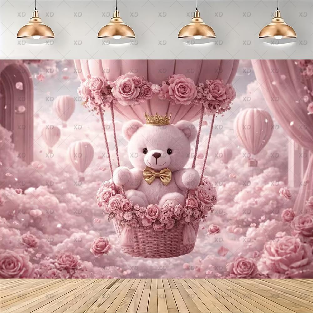 Pink Teddy Bear Photography Backdrop Sweet Dreamy Birthday Party Decoration Background Baby Shower Photo Booth Banner Supplies