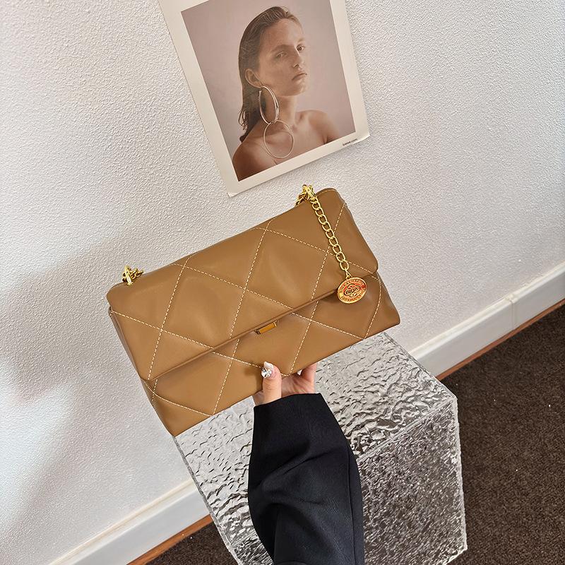 Retro Simple Bag Women's New Niche Diamond Chain Small Square Bag High-end Fashion Shoulder Bag