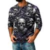 Men's Casual Raglan Three-Quarter Sleeve Shirt Halloween Print