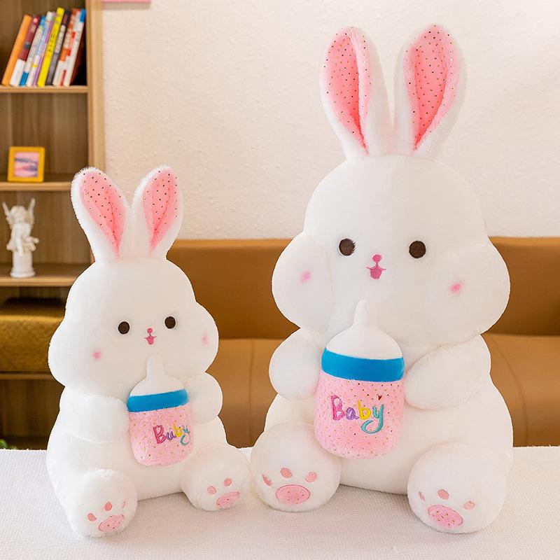 New Bottle Rabbit Doll Plush Toy Cute Little Rabbit Doll Rag Doll Children's Doll Birthday Gift