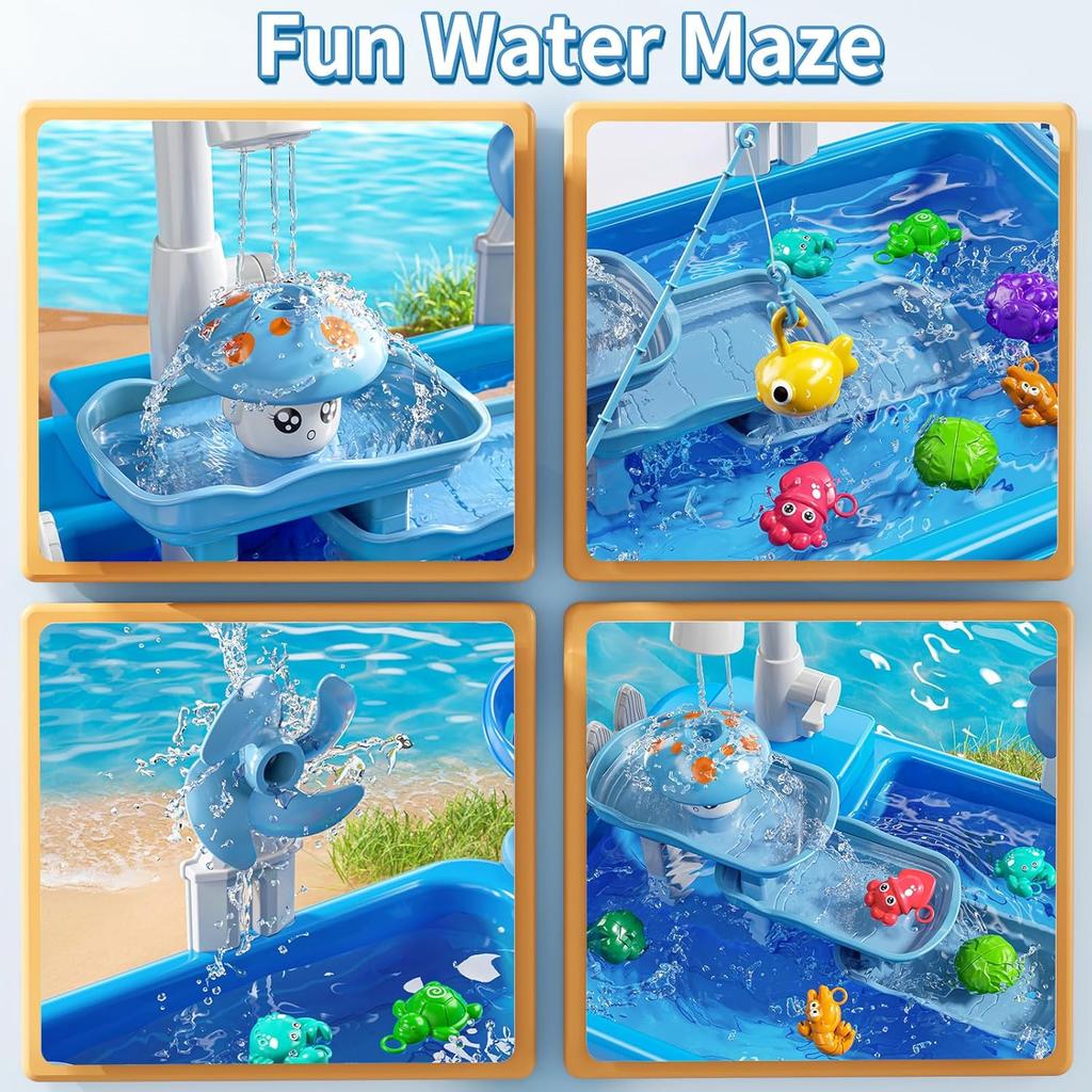 Wassertisch Spielspüle Spielzeug für Kinder Außenküche mit fließendem Wasser Angelspiele Kleinkind Wasserspieltisch Strand Outdoor-Spielzeug