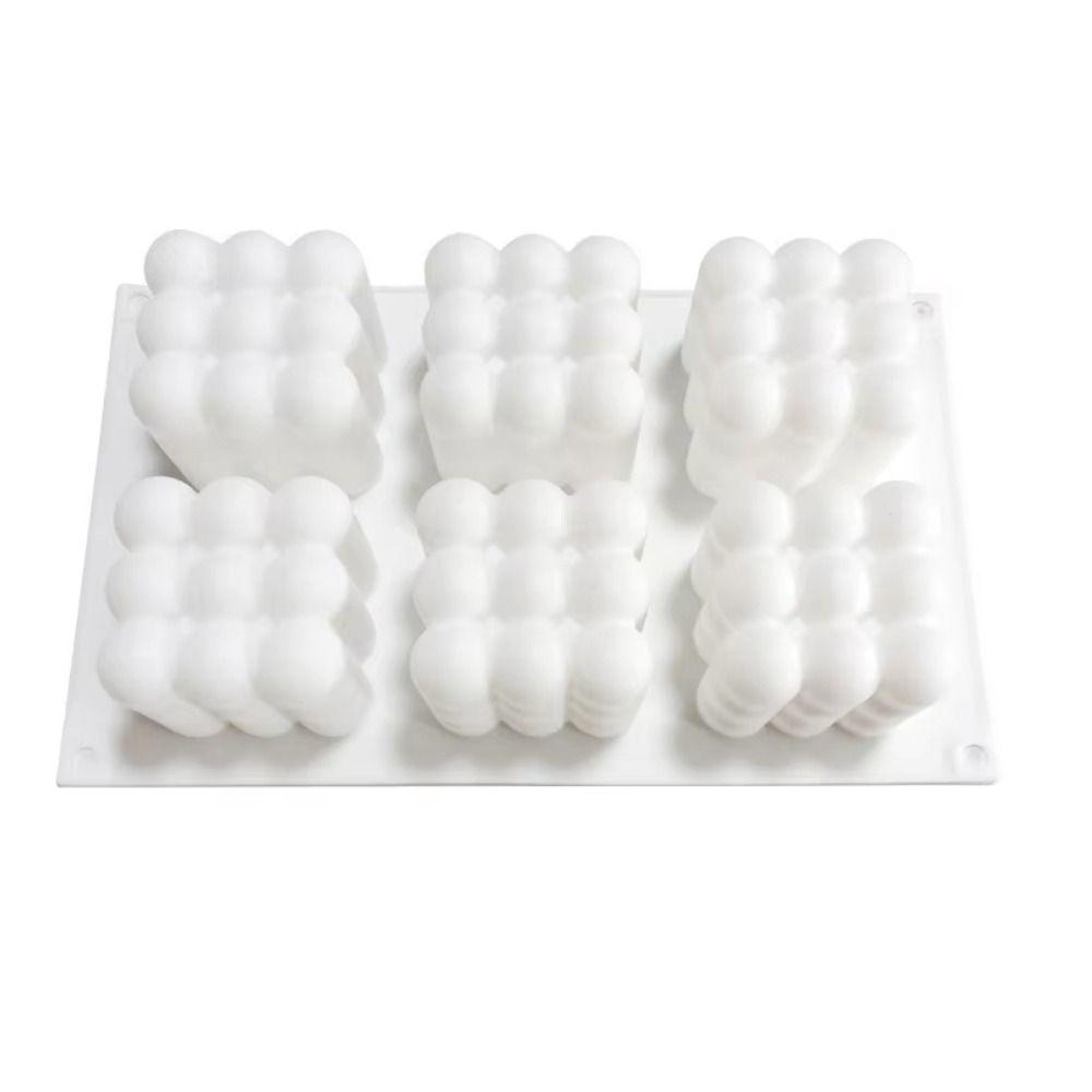 6 Cavity Silicone Candle Mold Large Bubble Ball Baking Molds 3D Bubble Cube Mold  Chocolate Making