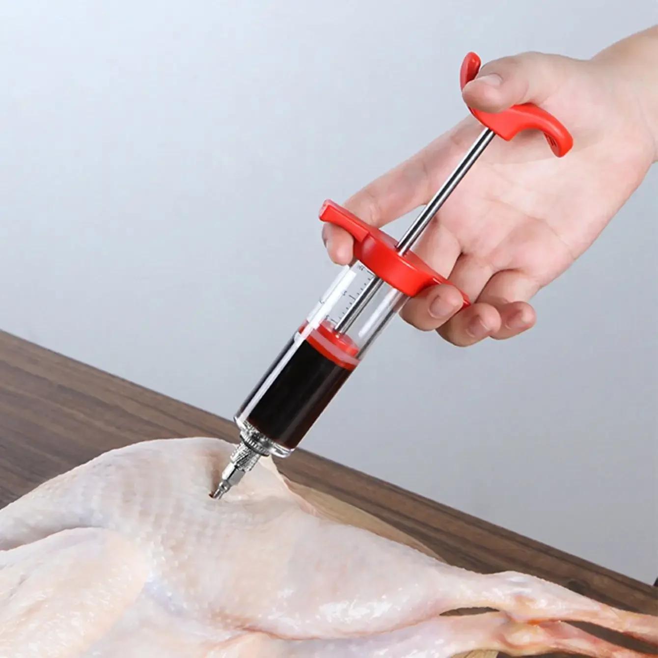 

1 шт. Инструменты Мясо Курица Инъекция маринады Готовка Инъектор для индейки Шприцы Специи соусы Гриль Иглы Вечеринка-барбекю Вкус