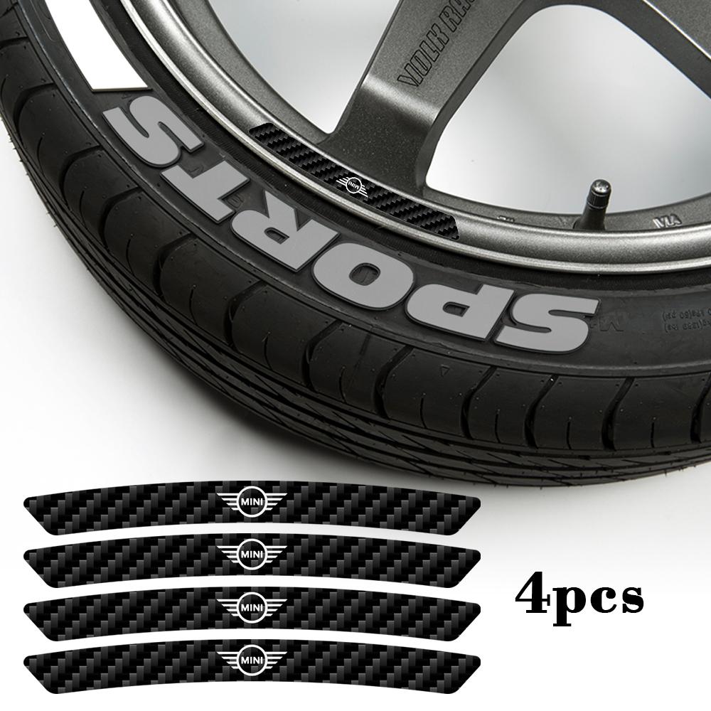 4Pcs Carbon Fiber Car Logo Wheel Tire Hub Rim Sticker Badge For MINI Cooper S JCW WORKS R55 R56 F55 F56 R57 R58 R59 R60 CLUB MAN