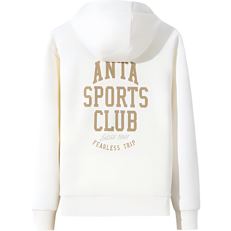 Anta Comfortable Breathable Versatile Hooded Sweatshirt Women Sweatshirt Ivory 162448701N-1