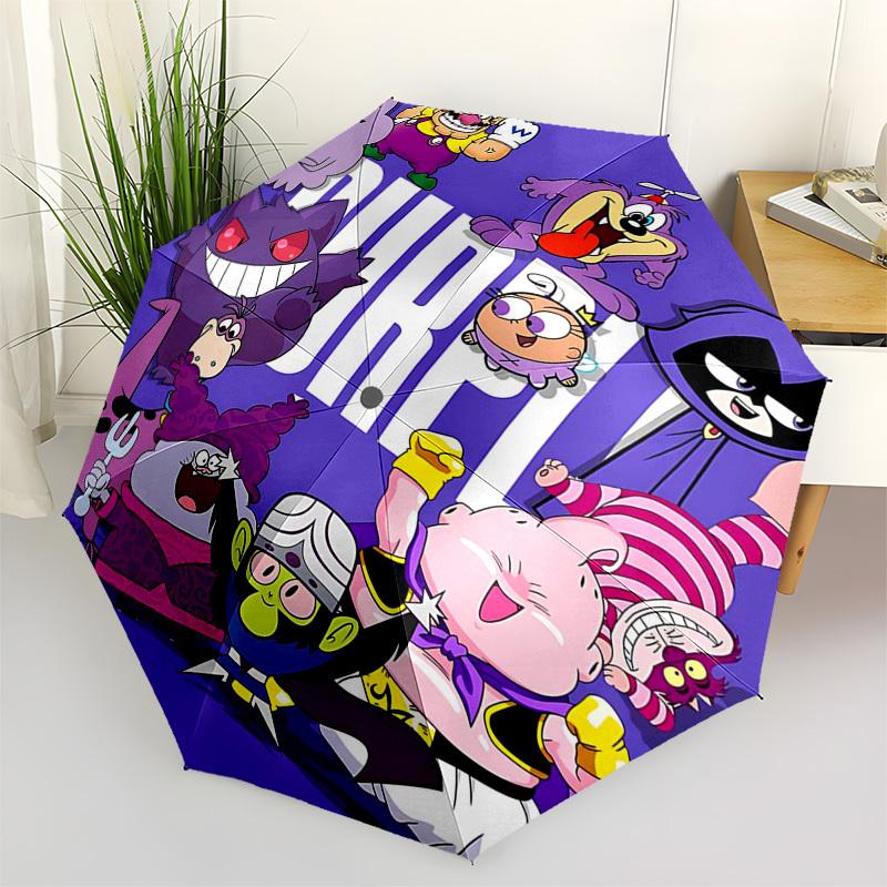 1pc Purple Characters Auto-Open Umbrella - Foldable Design with 8-Rib Iron Frame - Outdoor for Fans, Travelers, Daily Use - Perfect Gift for Festivals