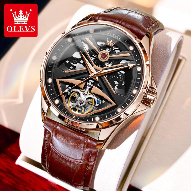 

Брендовые часы OLEVS, модные индивидуальные трендовые водонепроницаемые светящиеся механические часы, мужские часы, мужские часы