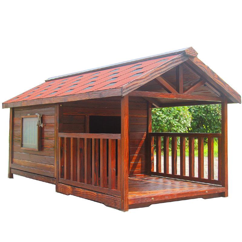 Rainproof Wooden Outdoor Dog House for German Shepherds and Golden Retrievers