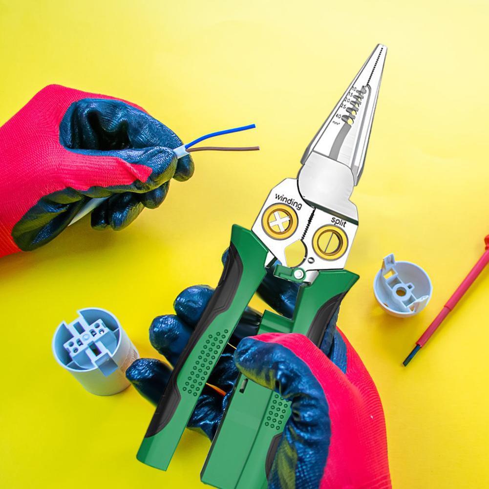 8-In-1/7-In-1 Wire Stripping Pliers Multifunctional Needle-nose Pliers Crimper Cable Stripper Cutter with Electrical Measurement
