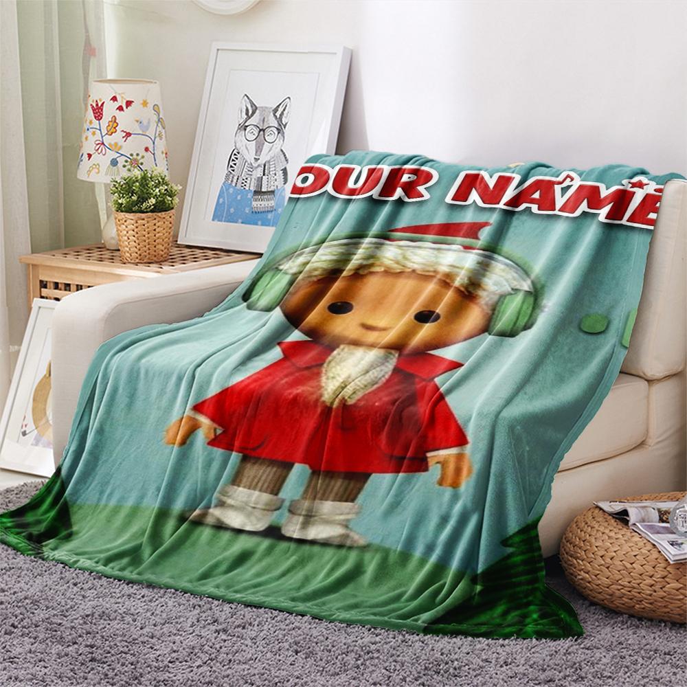 1PC Custom Name Sandmännchen Patterned Flannel Blanket Suitable For All Seasons for Home Decor Warmth and Comfort Gifts Holiday Present