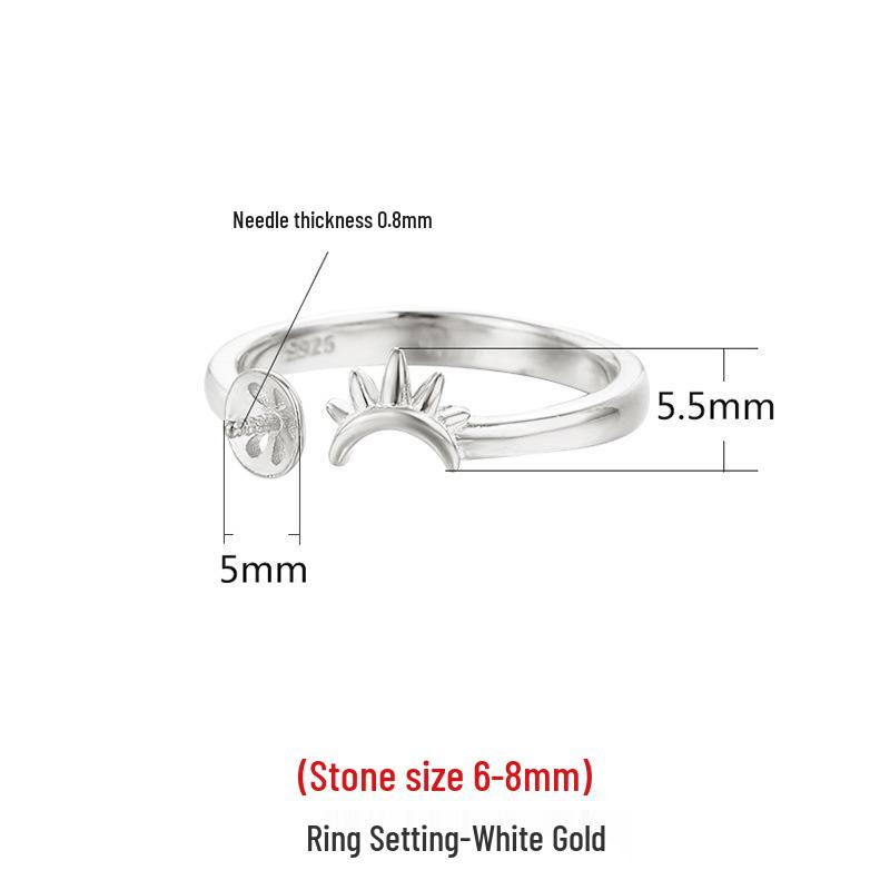 

Creative S925 Sterling Silver Pearl Ring with Turquoise, Amber, and Strawberry Crystal Stones