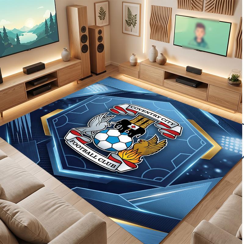 Tappeto in Velluto di Cristallo con Stampa del Coventry City Football, Comodo Assorbente d'Acqua Antiscivolo Tappeto per Pavimenti Interni