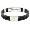 Men's Women's Cool Stainless Steel Rubber Wristband Bangle Clasp Cuff Bracelet