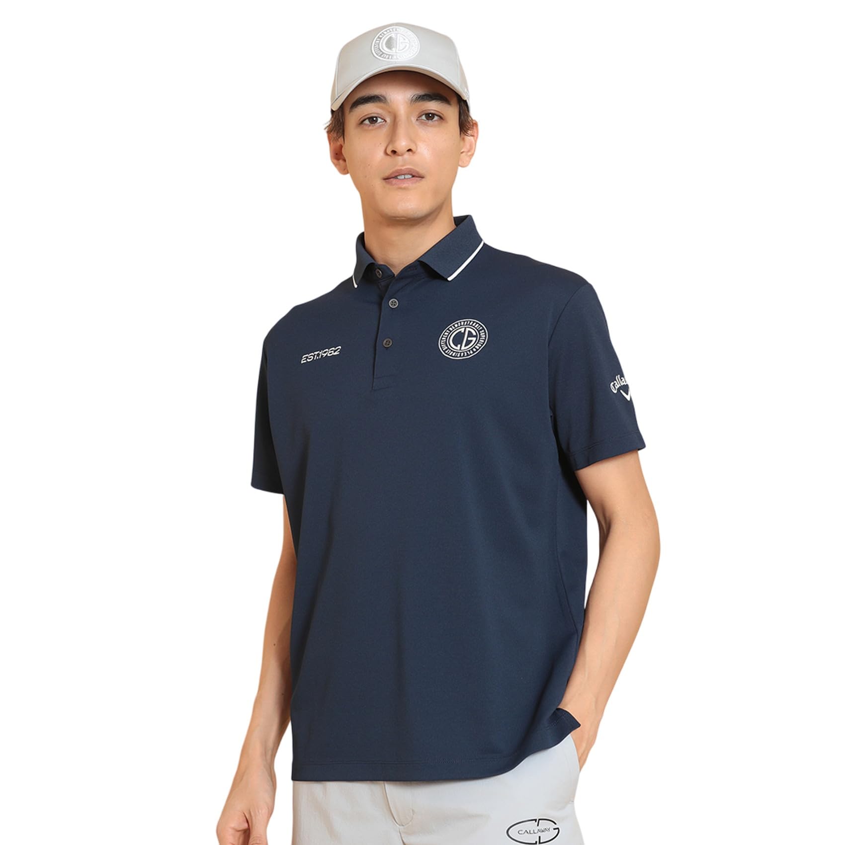 

Short Sleeve Polo Shirt Quick UV Golf C25134101 3L [Callaway] Men s (Sweat Wicking, Drying, Protection) / / 1120_Navy
