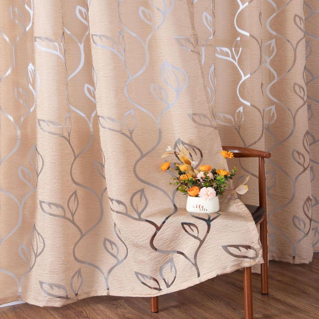 Modern Multi-color Cutout Lace Sheer Curtain for Bedroom, Living Room, Lounge - Rod Pocket Design