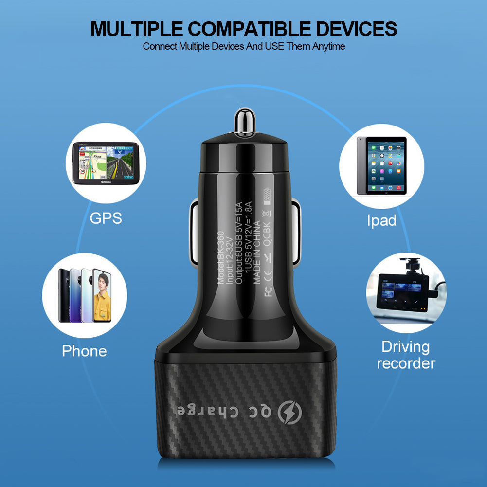 75W 15A 6USB Car Charger Fast Charging Phone Adapter Car For Phone Car Quick Charge