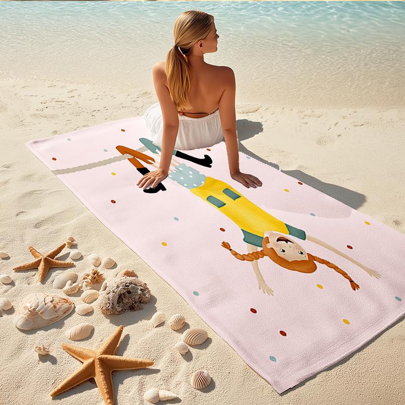 1Pc Girl Upside Down Beach Towel, Quick Dry, Multi-Use for Beach Pool Gym Yoga Home Travel, Christmas, Halloween, Xmas Gift M929413