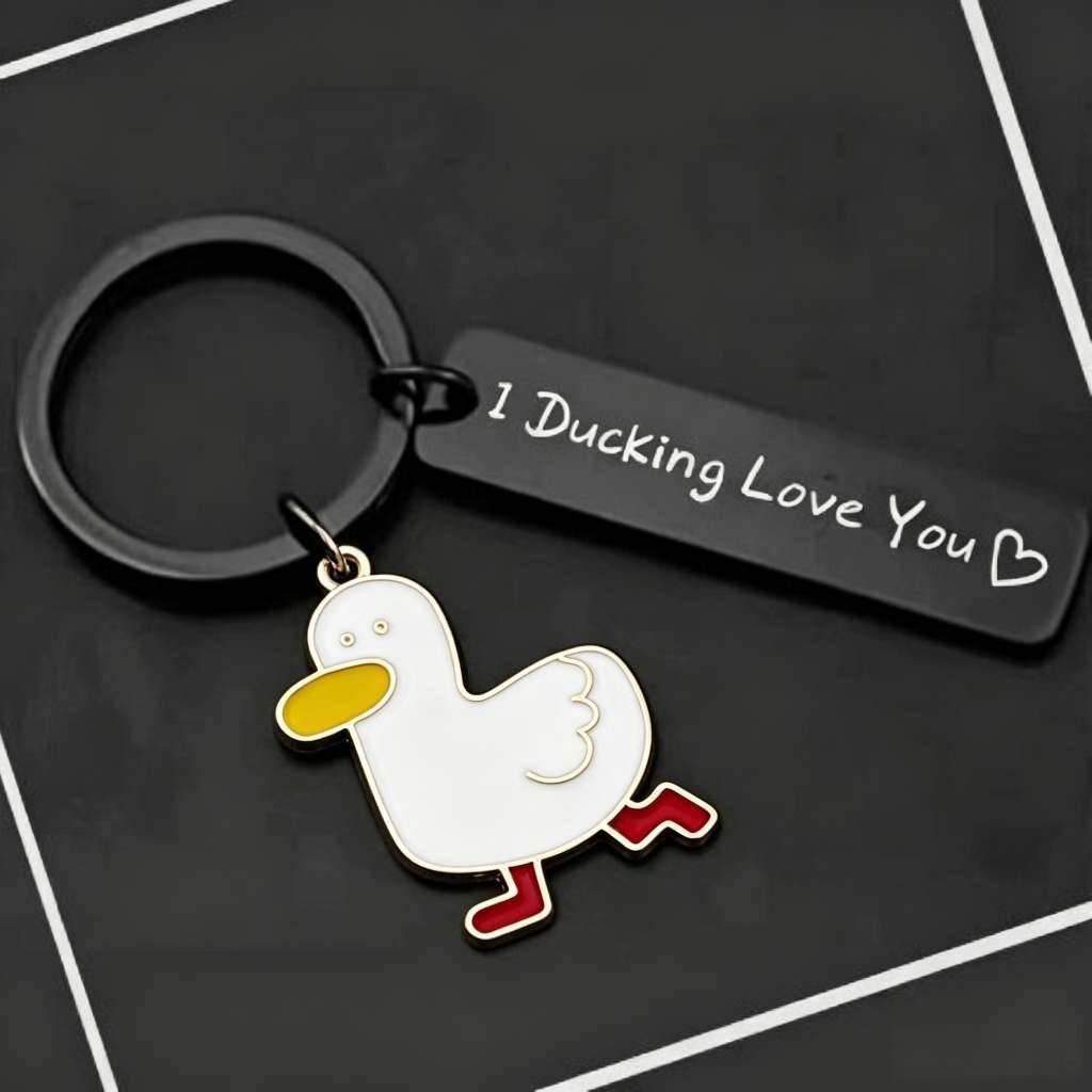 Duck Keychain Stainless Steel | Engraved Duck Accessories for Car Keys