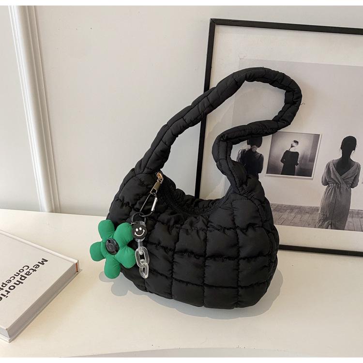 Korean Style Cloud Pleats Cotton Jacket Bag for Girls - Versatile Large Capacity Dumpling Shoulder Handbag