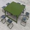 Mesa Plegable Portátil para Camping y Sillas, Set Color Verde Militar