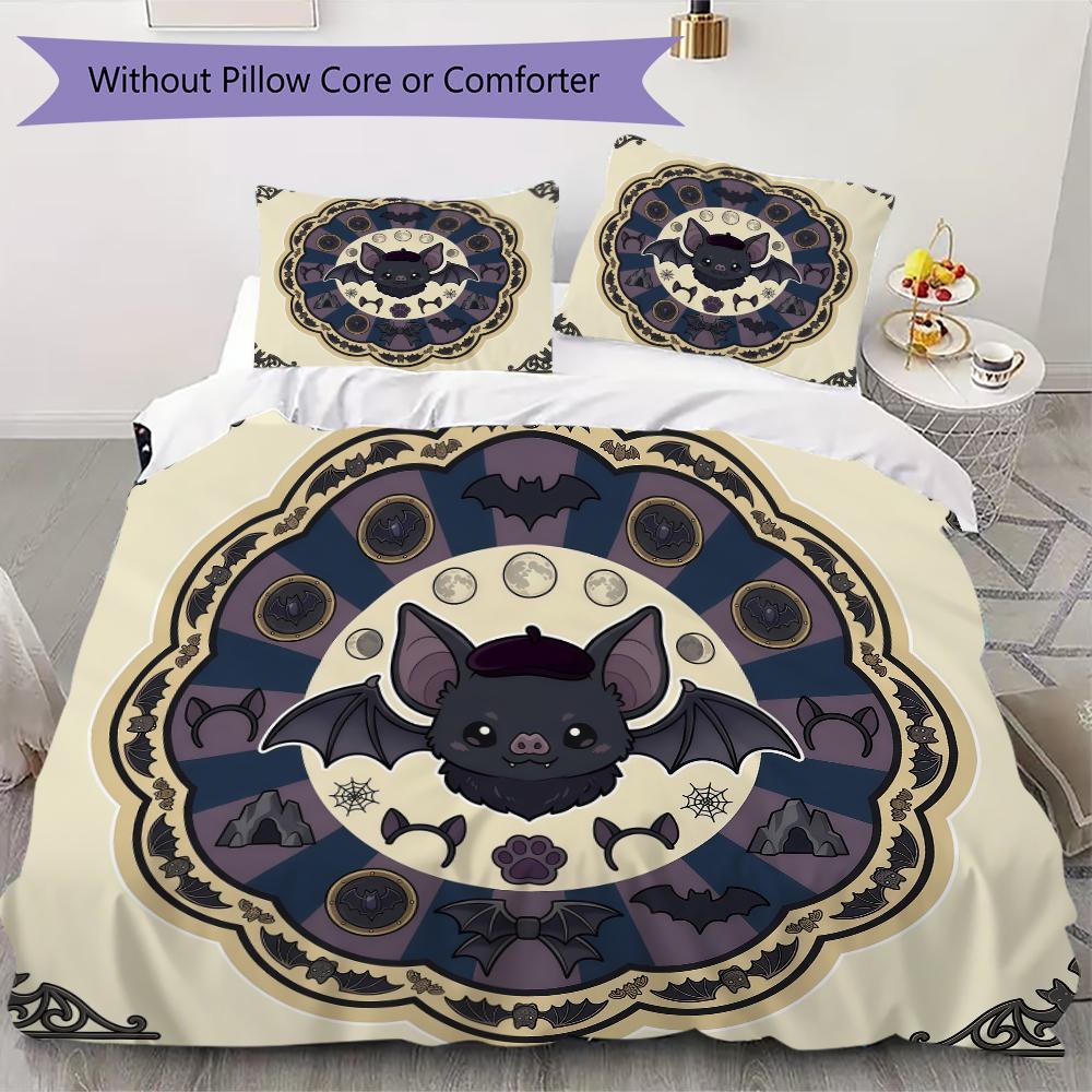 Mystic Moon Owl Pattern Bedding Uilt Set Uilt Cover Pillowcase Home Decoration Birthday Gift (1 * Duvet Cover + 2 * Pillowcase Without Core)