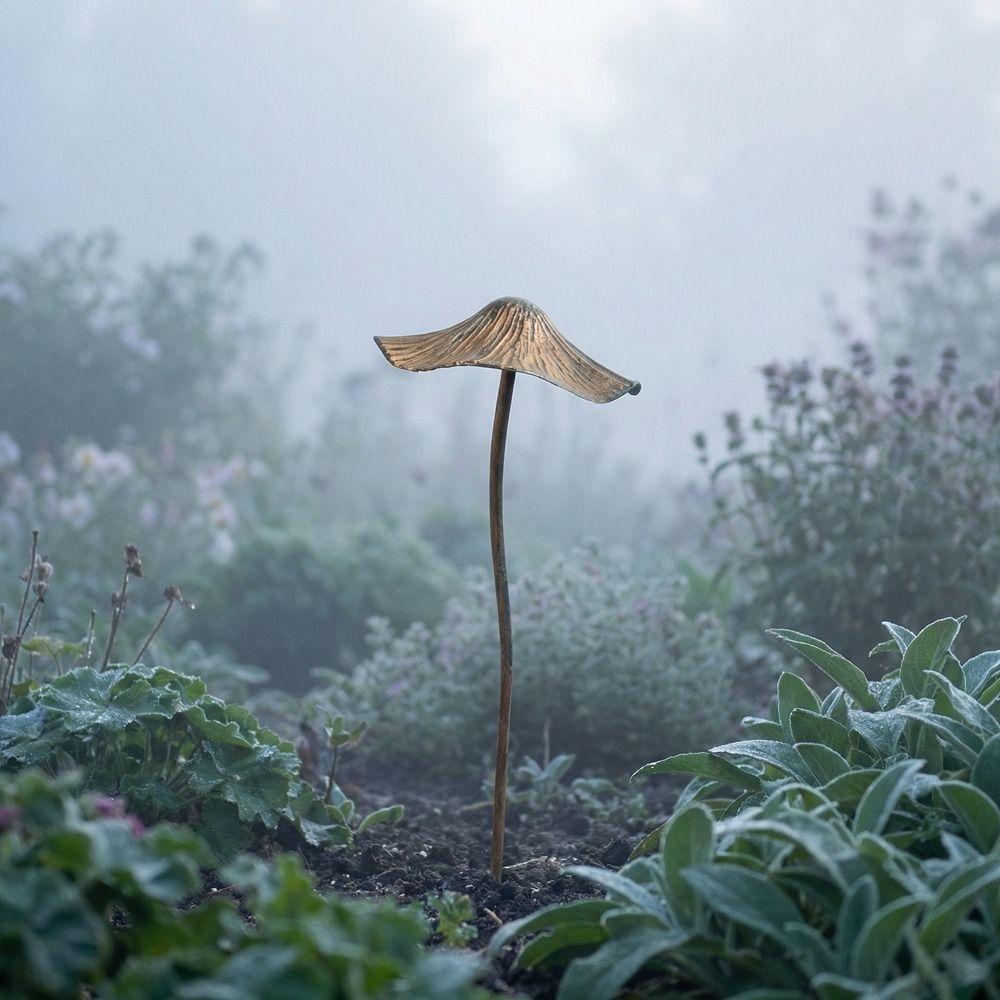 2PCS Handmade Mushroom Garden Stake Retro Style Mushroom Ornaments Rusty Mushroom Plaque  Yard