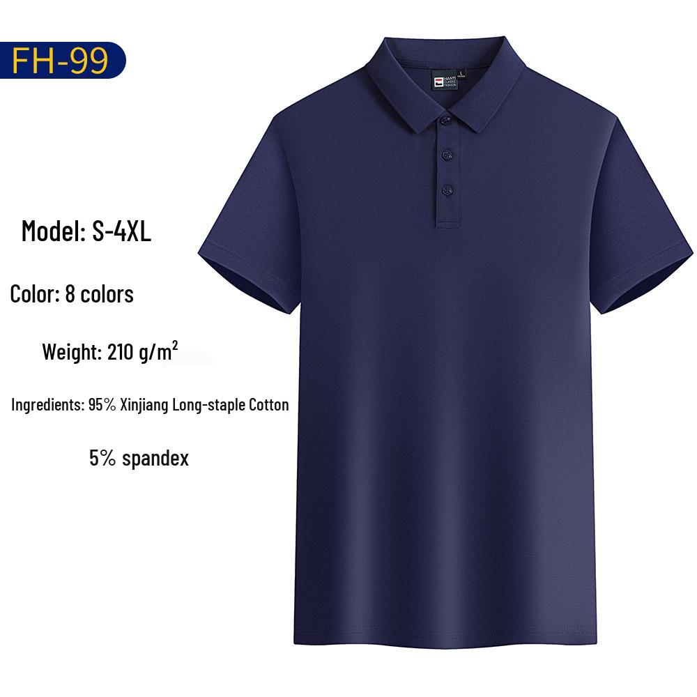 Customized Men's Polo Shirts - Workwear Lapel T-Shirts, Breathable & Sweat-Absorbent, Made from Xinjiang Long-Staple Cotton, Short Sleeves