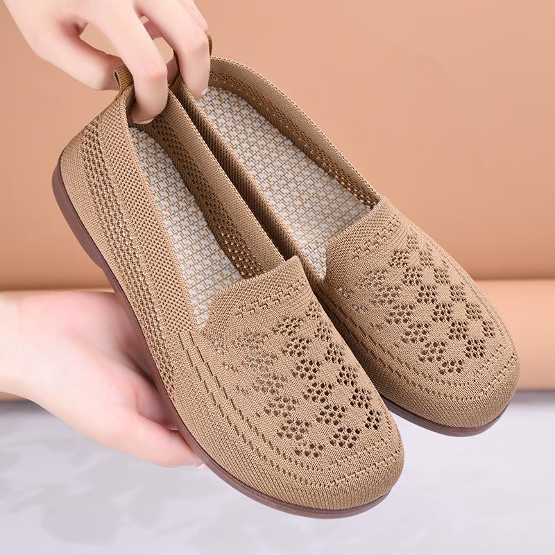 Women's Wide Fit Soft Sole Hollow Flyknit Mesh Shoes for Spring/Summer