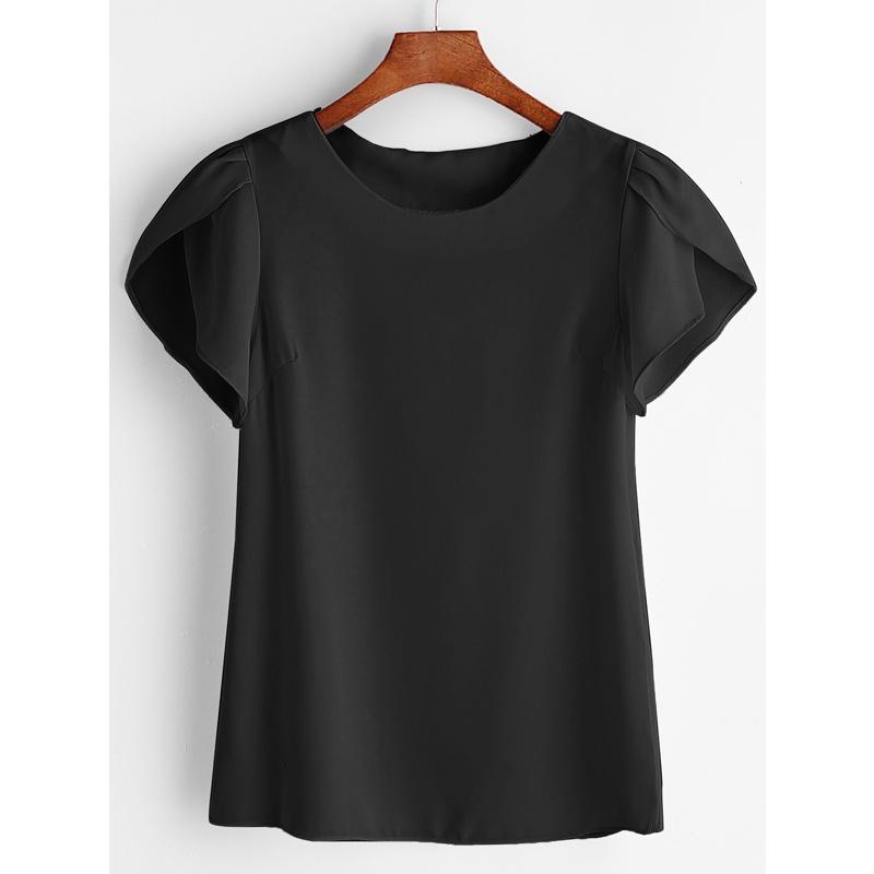 Summer Women Lotus Short Sleeve Blouse Tops Ladies Loose T Shirt Casual Top Tee