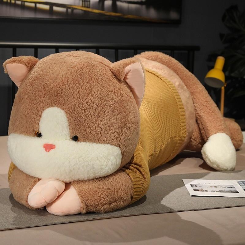 Wear Lying Sweater Cat Plush Toy Stuffed Animal Doll Cartoon Gift Decoration