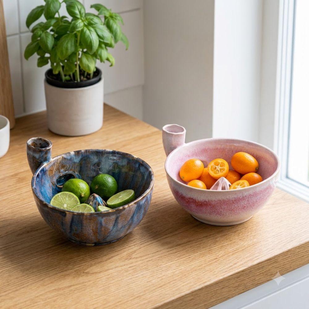 Ceramic Automatic Fruit Washer Bowl Vortex-Style Self-Spinning Self-Rotating Berry Bowl Auto-Rinse Large Capacity