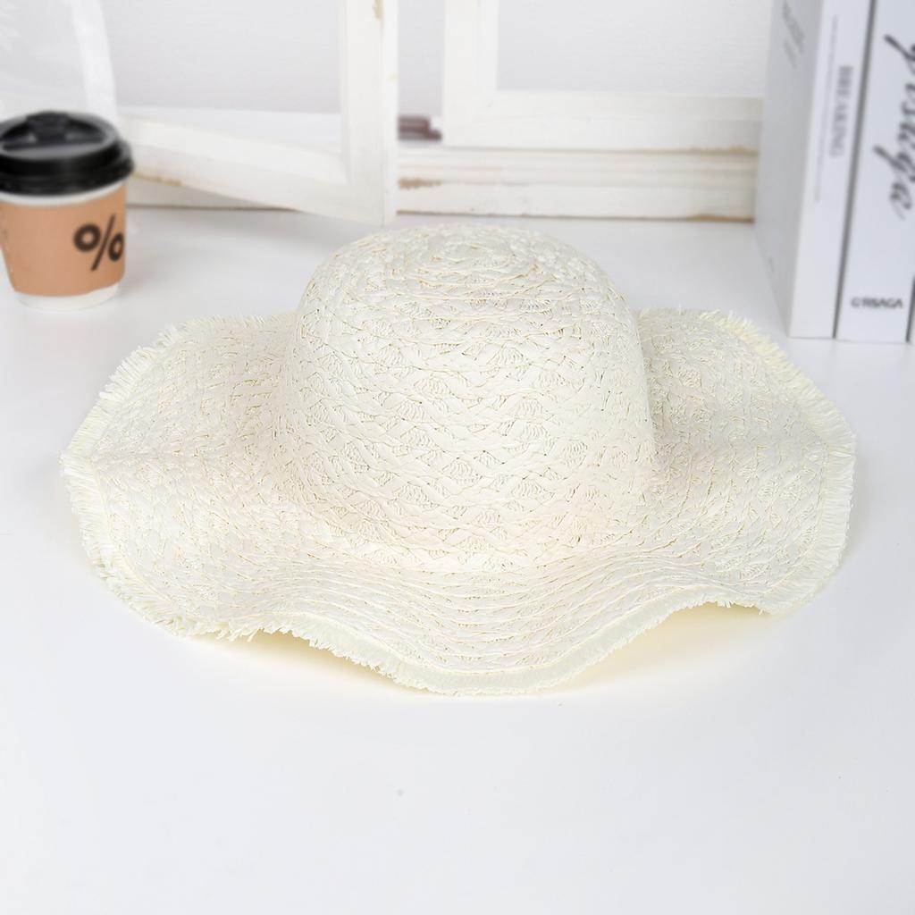 Travel Hat Women's Summer Sunscreen Big Eaves Holiday Beach Fur Breathable Sun Hat Hand Embroidery Embryo