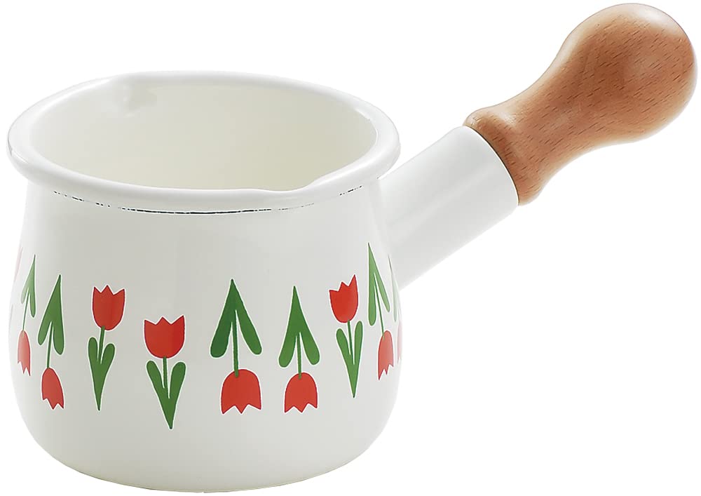 

Tamahashi Mini Enamel Milk Pan, 550ml, Made in Japan, Aderia Retro White, Collec ADR-13