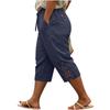Women's Plus Size Pants Loose Fit Casual Cotton Linen with Embroidery Lace Trim