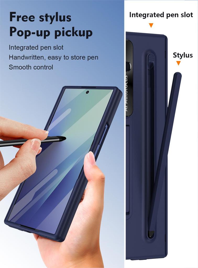 Samsung Galaxy Z Fold 7 Phone Case with Stylus Slot and Hinge Bracket