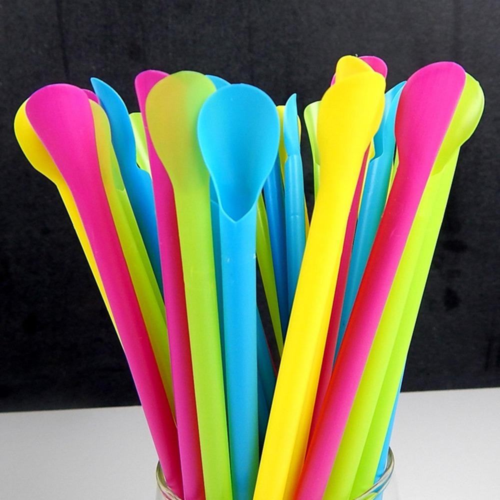 Birthday Wedding Party Colourful Straws Party Celebration Plastic Straws Drinking Straw Bar Pub Slush Straw Spoon