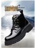 2025 Winter Men's High Top Martin Boots, Plus Velvet, Thick Sole, Retro Leather, Warm and Shiny Workwear Shoes