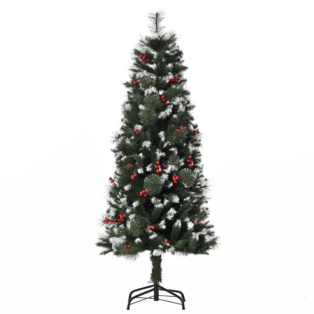 Artificial Christmas Tree with Snow 150cm with 360 Branches 38 Berries Indoor Christmas Decoration Green