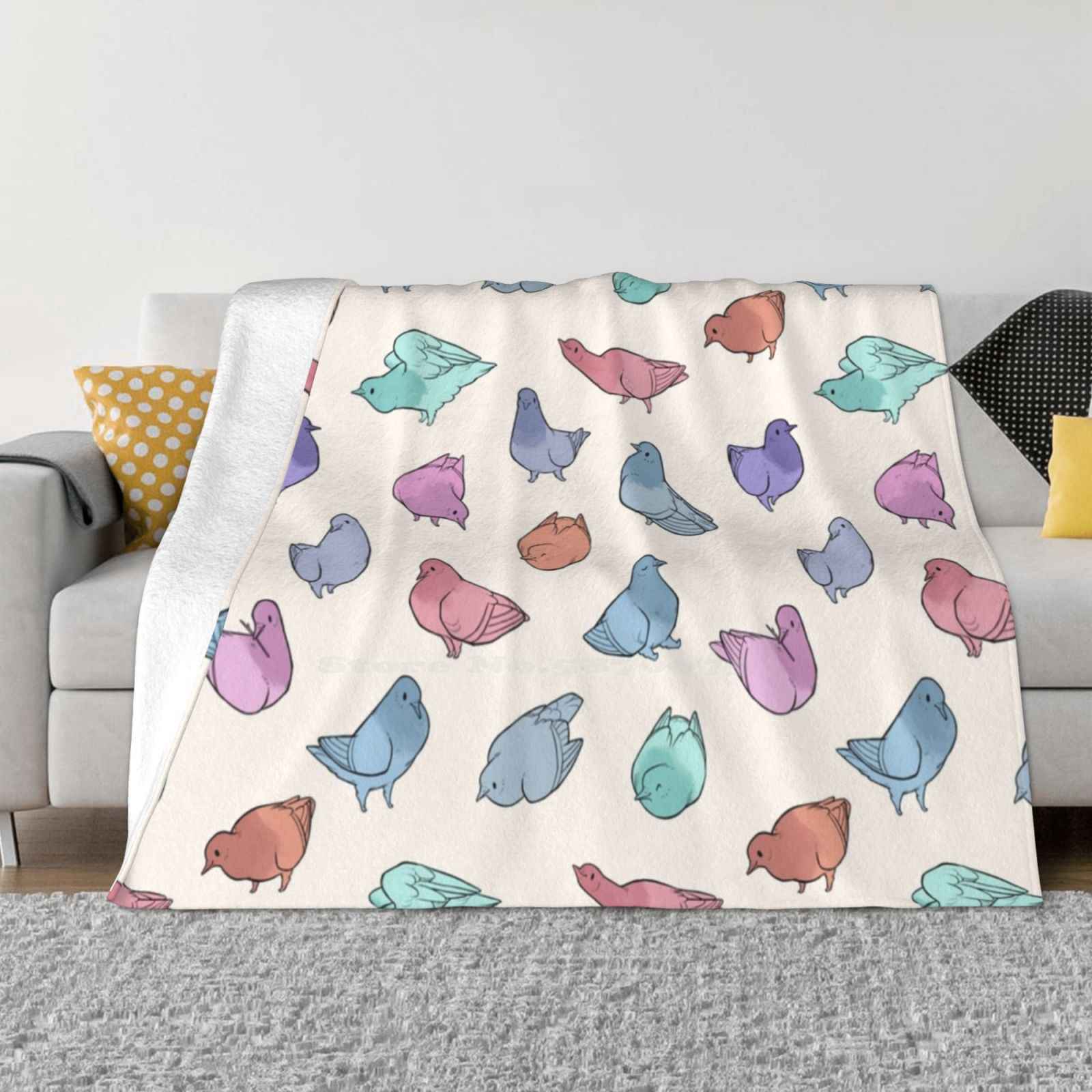 Pigeons Poofs In Multicolor Best Selling Room Household Flannel Blanket Pigeon Dove Bird Birb Cute Borb Pidgeon Sweet Small 30x40in