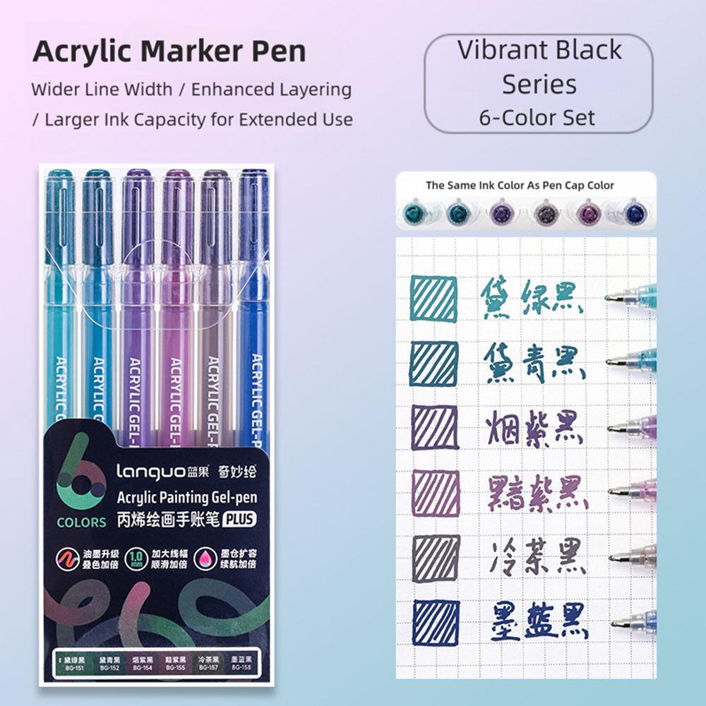6Colors/Set DIY Album Card Acrylic Painting Brush 1.0mm Tip Color Graffiti Pen Marker Pen