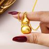 Retro Vietnamese Gold Gourd Necklace with Zircon Inlay - Versatile Pendant Chain for Men and Women