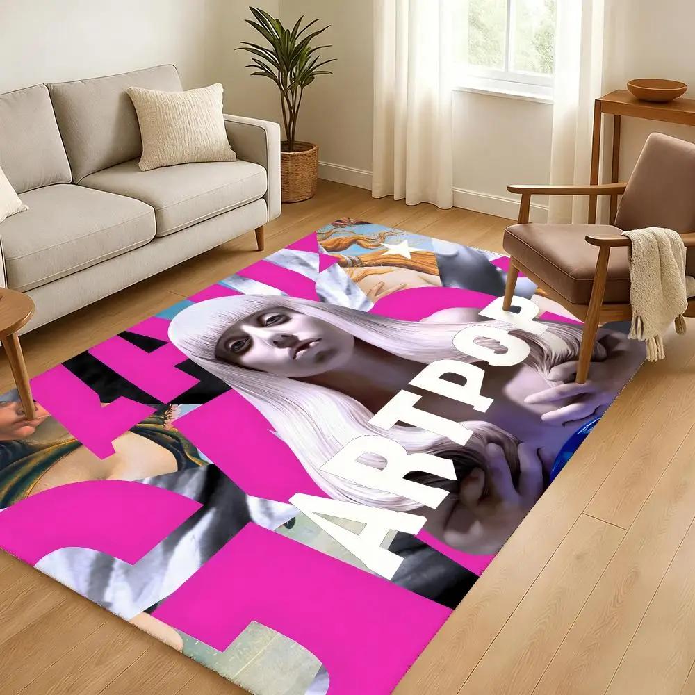 American Singer L-Lady Gaga Mayhem Floor Mat Soft Thickened Absorbent Non-Slip Bedroom Living Room Door Mat Home Flannel Rugs