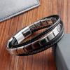 Black Leather Rope Cowhide Men's Double Layer Genuine Leather Woven Bracelet Handmade Multilayer Leather Chain Bracelet 2026