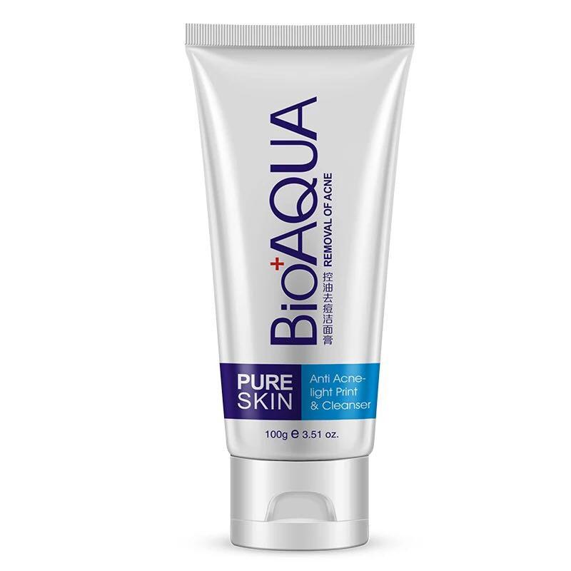 Bioaqua Acne Treatment Facial Cleanser Black Head Remove Oil-Control Deep Cleansing Foam Shrink Pores 100g