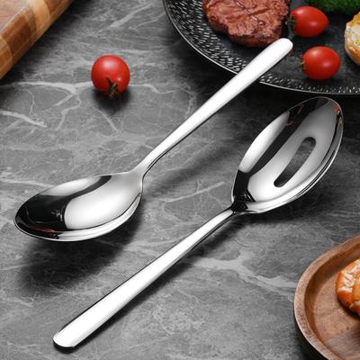 Colher de Servir em Aço Inoxidável Elegante Utensílio de Buffet Colher Fatiada Resistente para Servir Colher para Cozinha de Restaurante de Grau Comercial
