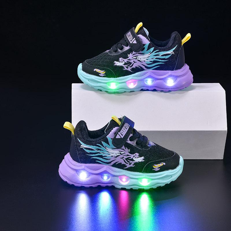 Fashion Girls Shoes Spring New LED Kids Light Shoe Soft Soled Boys' Shoes Anti Slip Child Sports Shoes Simple Girl Casual Shoe