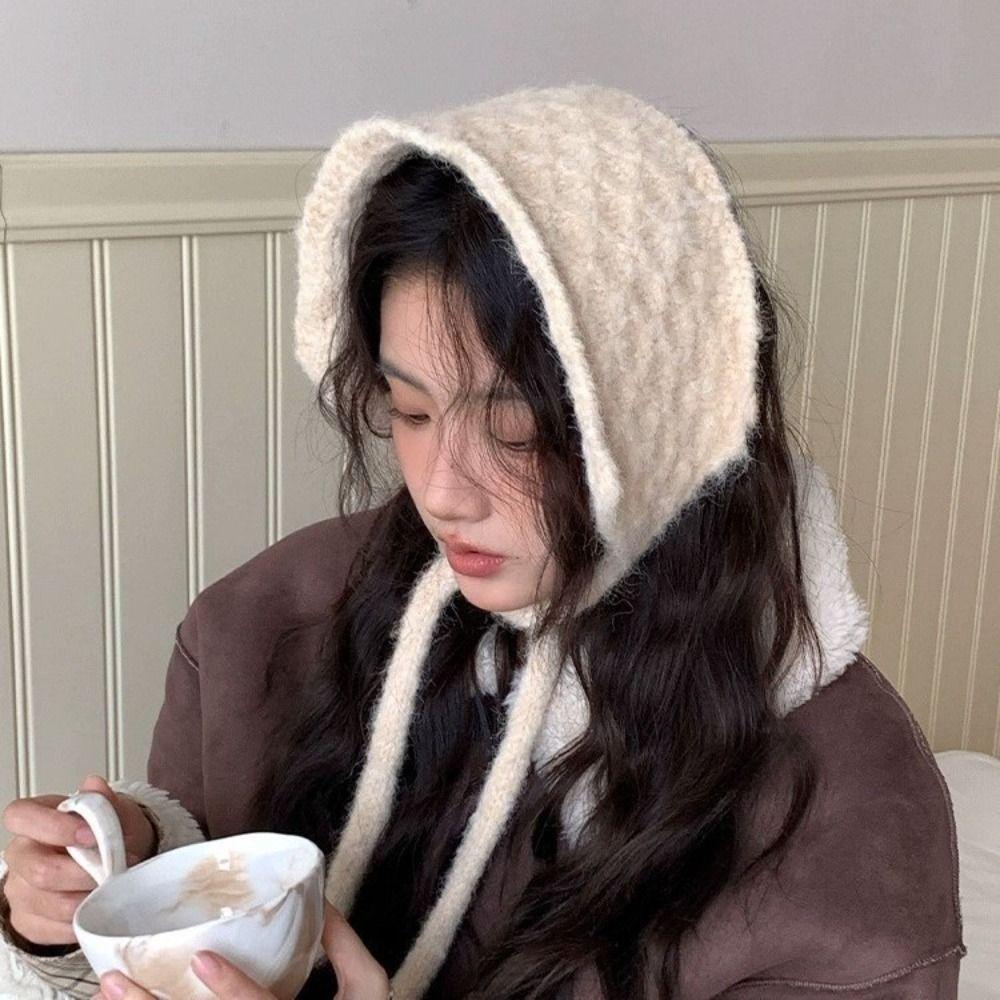 Thickening Knitted Earmuffs Solid Color Earlap Warmer Personality Wool Strappy Ear Muff  Girls
